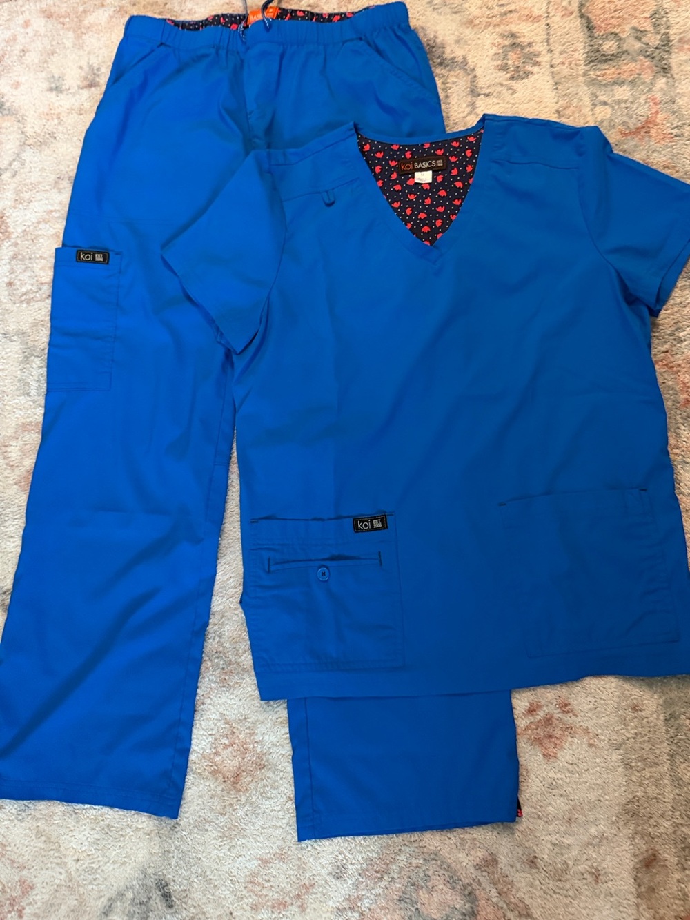 Koi Basics Women's V-Neck Scrub Top and Pants Set - Royal Blue